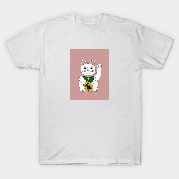 Maneki-Neko lucky cat pink T-Shirt by tuurskaya